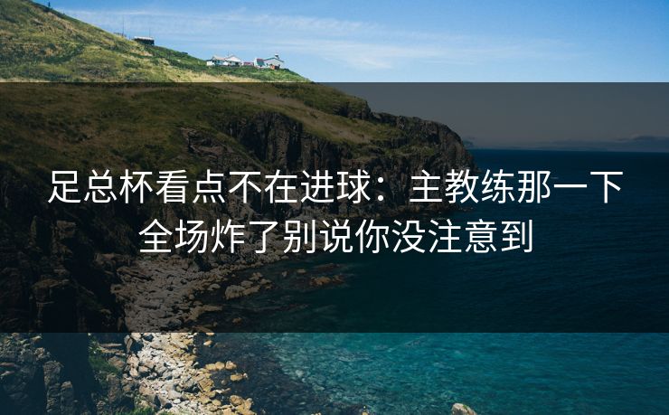 足总杯看点不在进球：主教练那一下全场炸了别说你没注意到