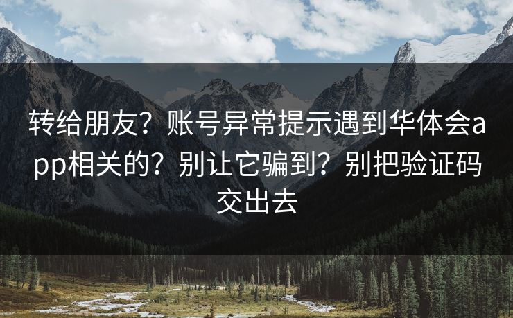 转给朋友？账号异常提示遇到华体会app相关的？别让它骗到？别把验证码交出去